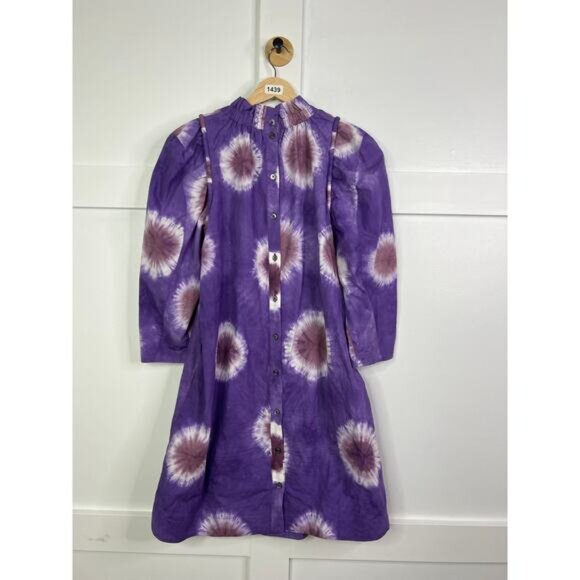 NEW Sea New York Tie Dye Tunic Long Sleeve Mock Neck Purple Mini Dress - Picture 6 of 7